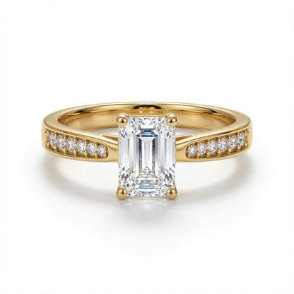 9ct Yellow Gold, 1.00ct Emerald Cut Cubic Zirconia Wed-fit Engagement Ring – Imperial Time