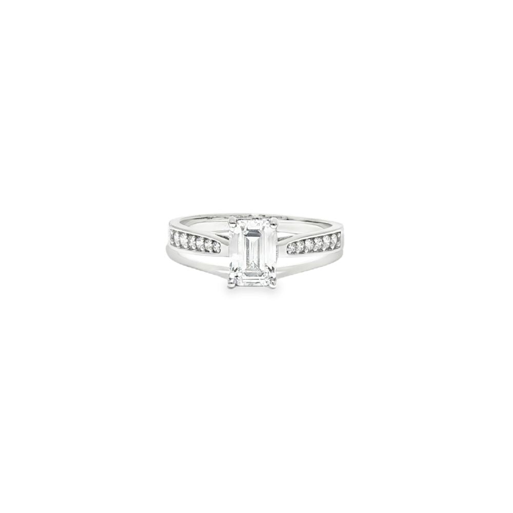 9ct White Gold, 1.00ct Emerald Cut Cubic Zirconia Wed-fit Engagement Ring – Imperial Time