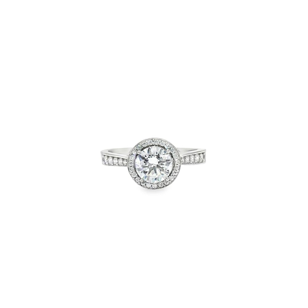 9ct White Gold, 1.00ct Round Cubic Zirconia Wed-fit Halo Ring – Imperial Time