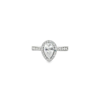 9ct White Gold, 1.00ct Pear Shape Cubic Zirconia Wed-fit Halo Ring – Imperial Time