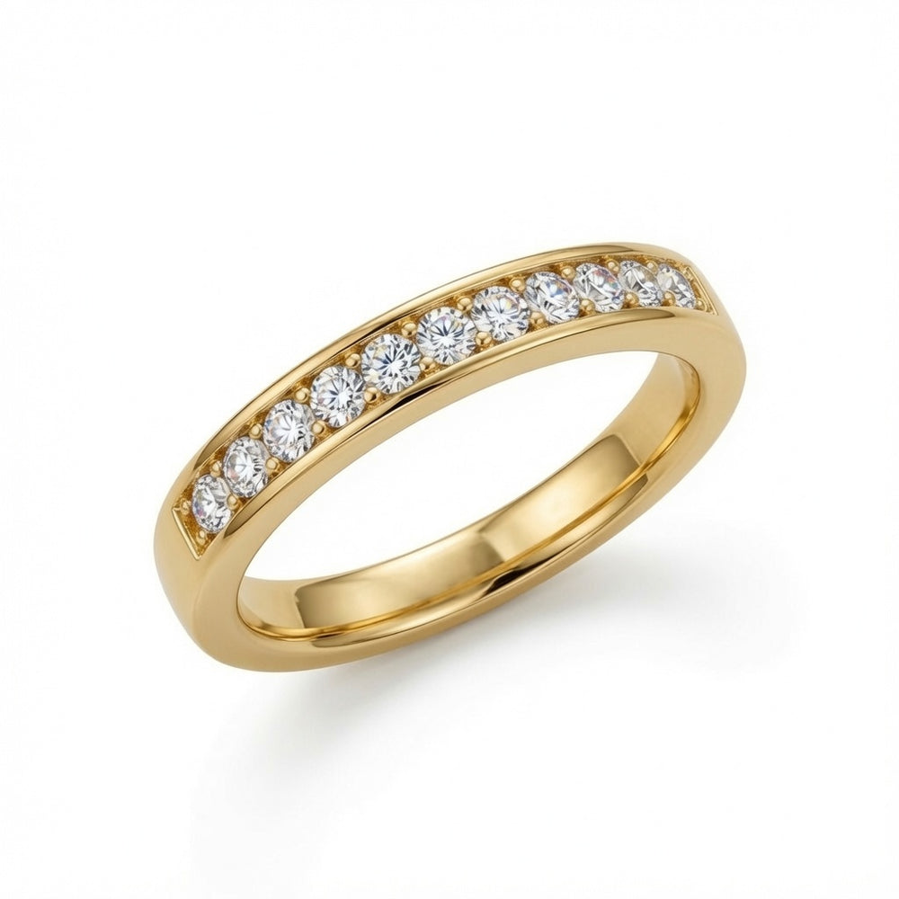 9ct Yellow Gold, Half Eternity Cubic Zirconia Ring – product view