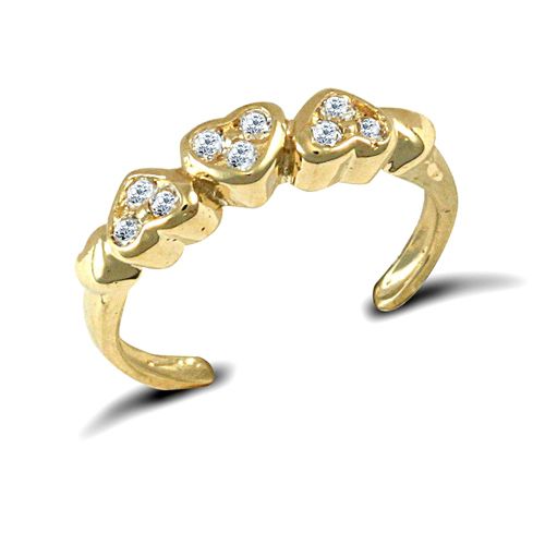 9ct Yellow Gold Cubic Zirconia Hearts Toe Ring – Imperial Time
