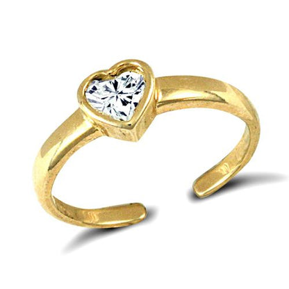 9ct Yellow Gold Cubic Zirconia Heart Toe Ring – Imperial Time