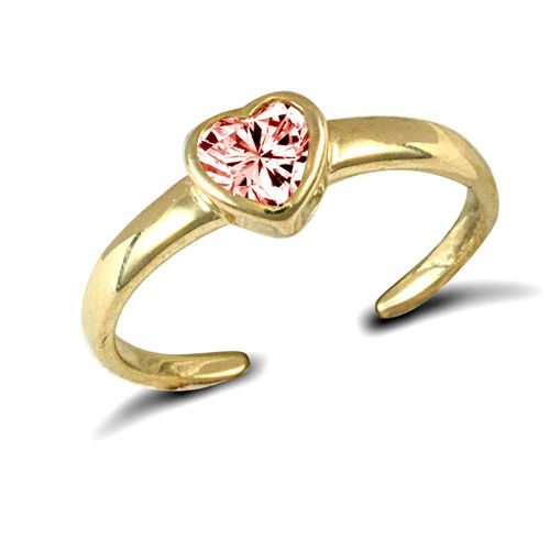 9ct Yellow Gold Pink Cubic Zirconia Heart Toe Ring – Imperial Time
