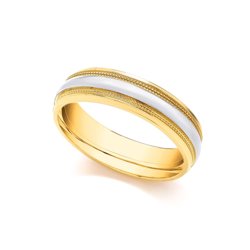 18ct Yellow and White Fancy 4mm Wedding Band – Imperial Time