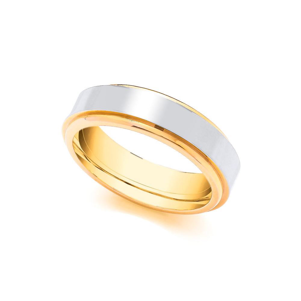 18ct Yellow and White Fancy 4mm Wedding Band – Imperial Time