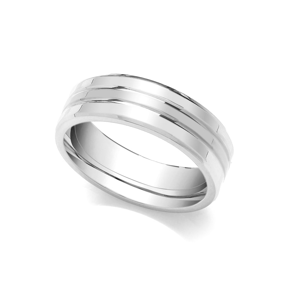 18ct White Fancy 4mm Wedding Band – Imperial Time