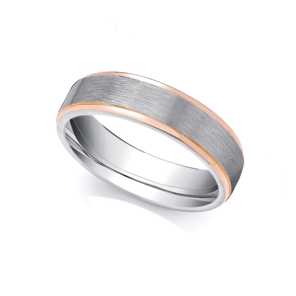 2 Colour 18ct Rose and White Fancy 4mm Wedding Ring – product view