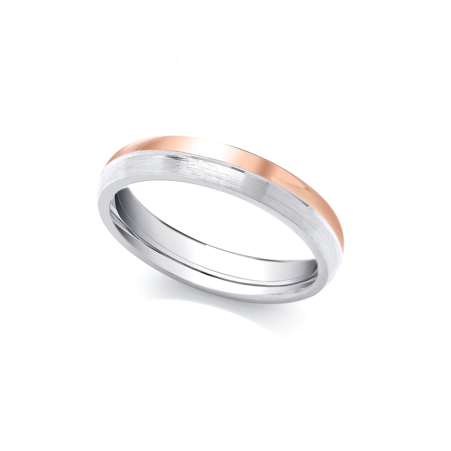 2 Colour 18ct Rose and White Fancy 4mm Wedding Ring