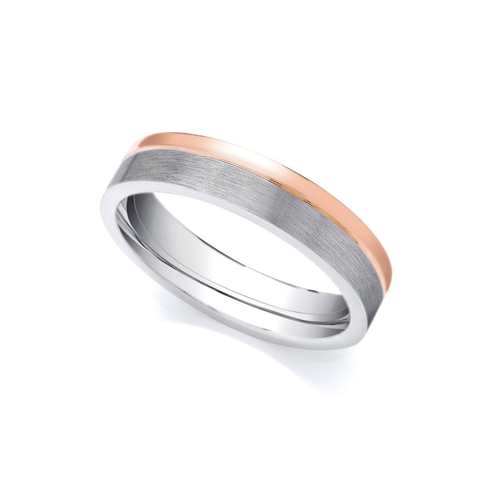 2 Colour 18ct Rose and White Fancy 5mm Wedding Ring – Imperial Time