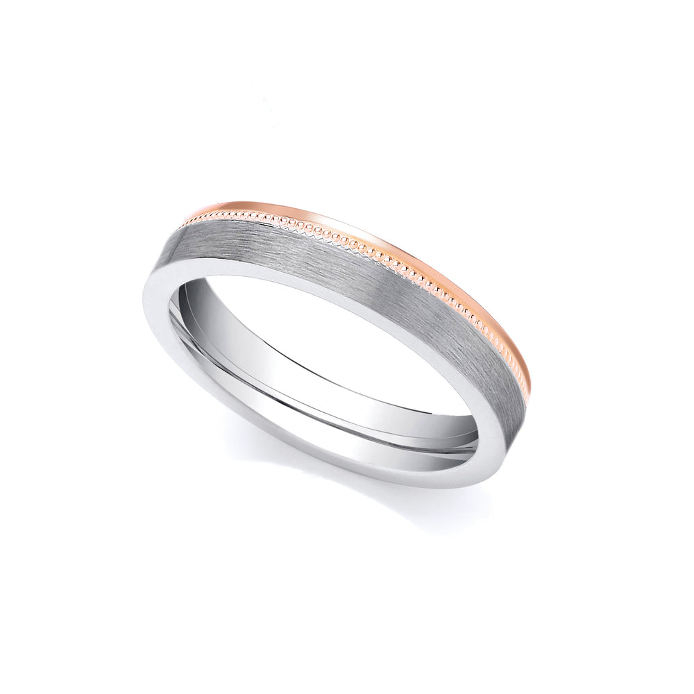 2 Colour 18ct Rose and White Fancy 4mm Wedding Ring – Imperial Time