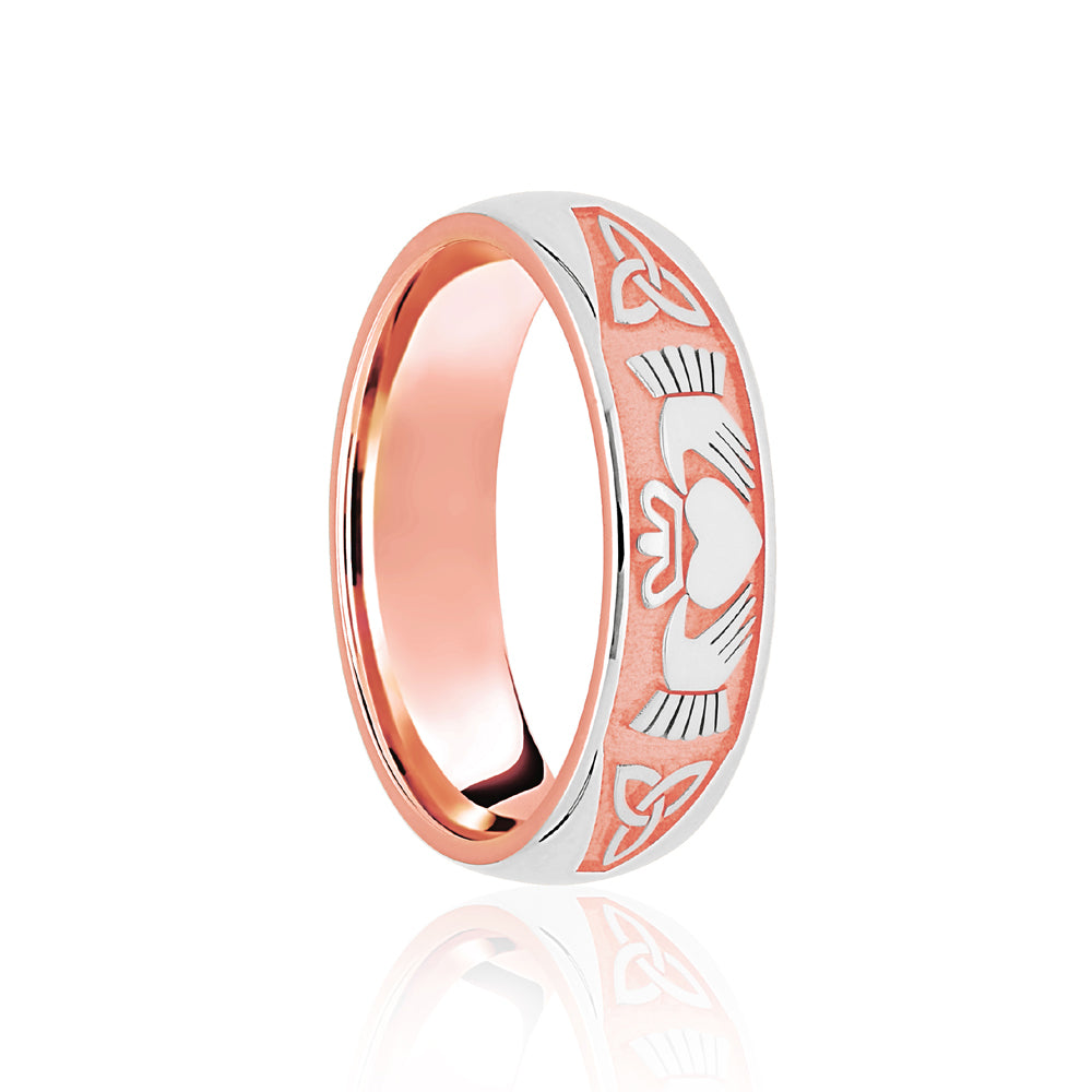 18ct Rose & White Court 5mm Celtic Half Engraved Wedding Band – Imperial Time