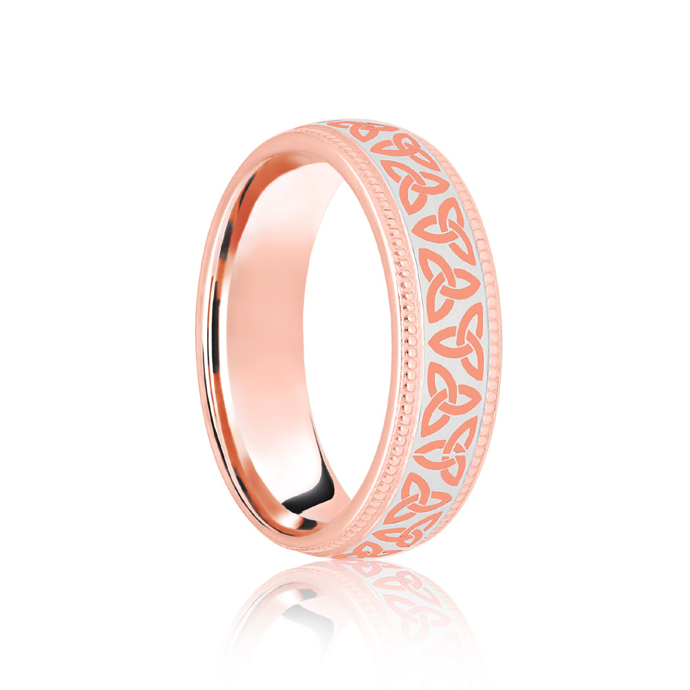 18ct Rose & White Court 5mm Celtic Laser Engraved Wedding Band – Imperial Time