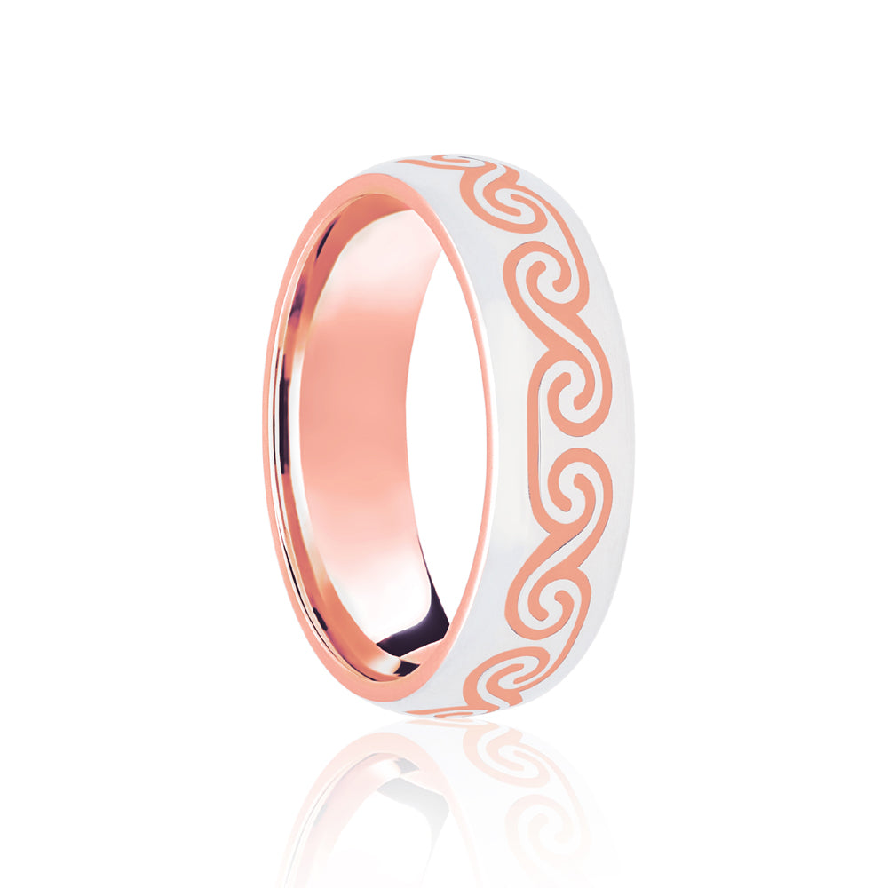 18ct Rose & White Court 5mm Celtic Laser Engraved Wedding Band – Imperial Time