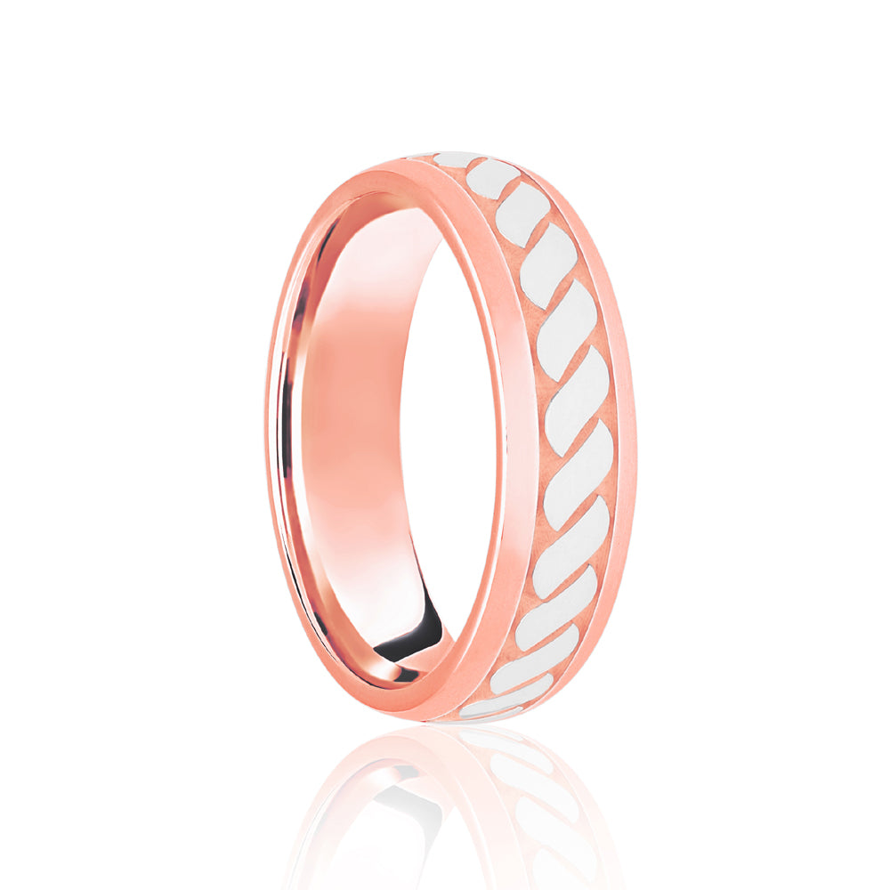 18ct Rose & White Court 5mm Celtic Laser Engraved Wedding Band – Imperial Time