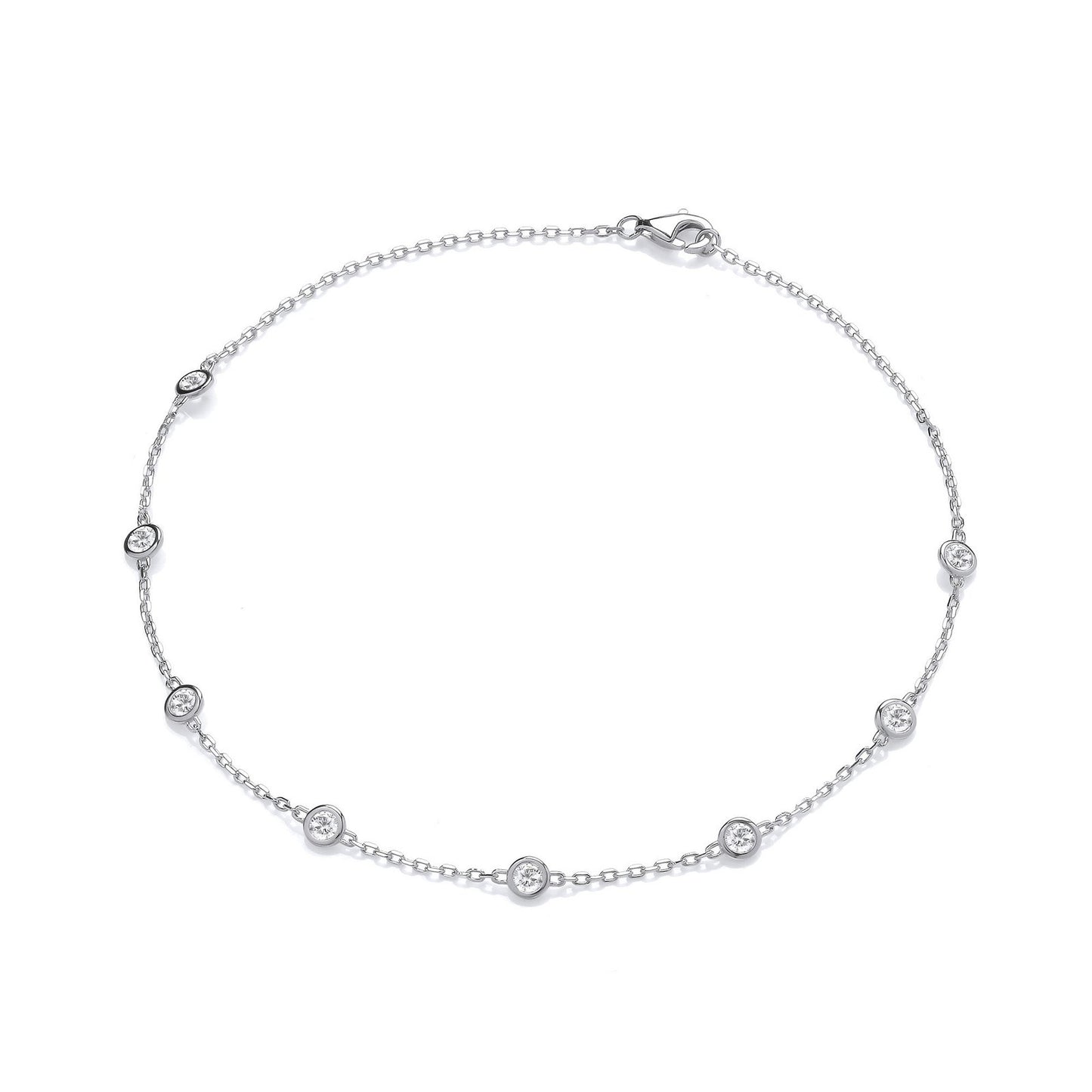 Silver 8 Rubover Clear Cubic Zirconia's Ladies Anklet - Luxury Watch - Certified Authentic – Luxury Watch by Imperial