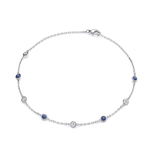 Silver Rubover Blue & Clear Cubic Zirconia's Ladies Anklet - Luxury Watch - Certified Authent – Luxury Watch by Imperi