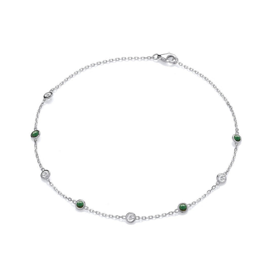 Silver Rubover Green & Clear Cubic Zirconia's Ladies Anklet - Luxury Watch - Certified Authen – Luxury Watch by Imperi