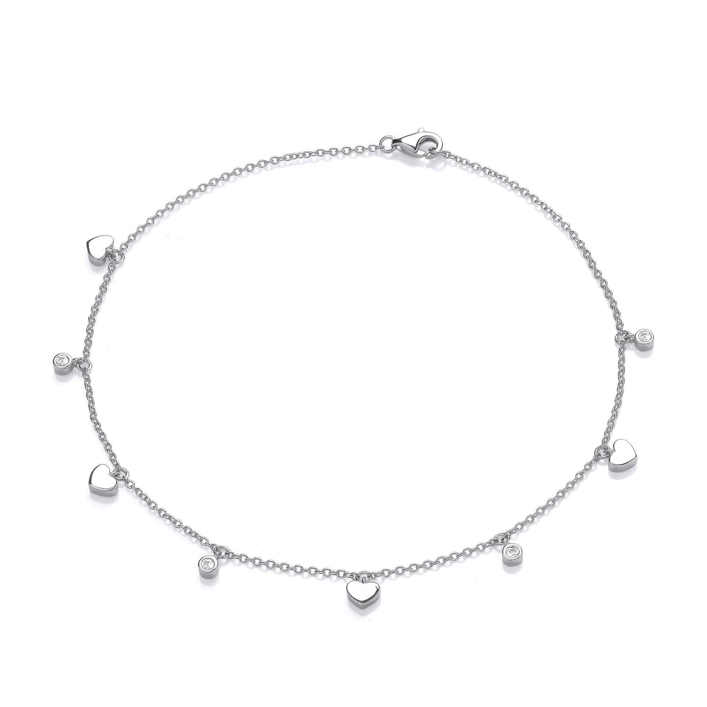 Silver Hearts and Round Cubic Zirconia's Ladies Anklet - Luxury Watch - Certified Authentic – Luxury Watch by Imperial