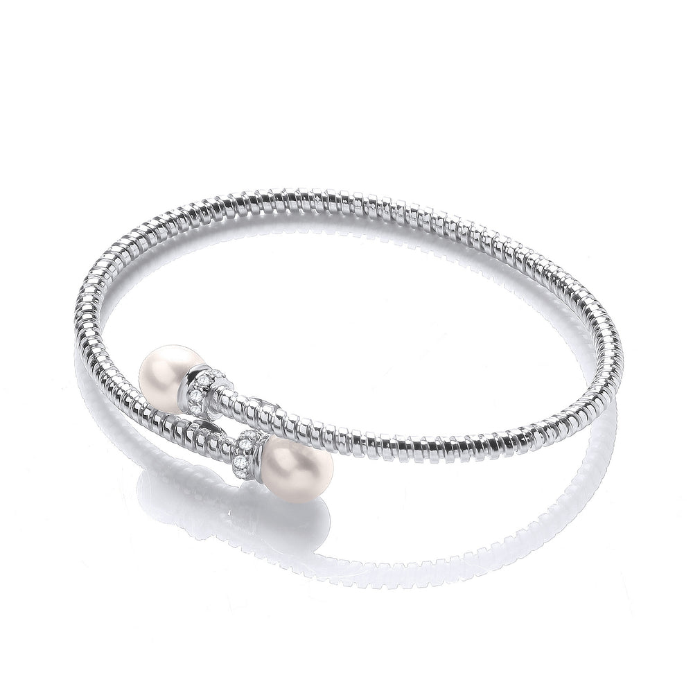 Cross Over Wire Bangle in Silver Rh Plating or Yellow Gold Plating