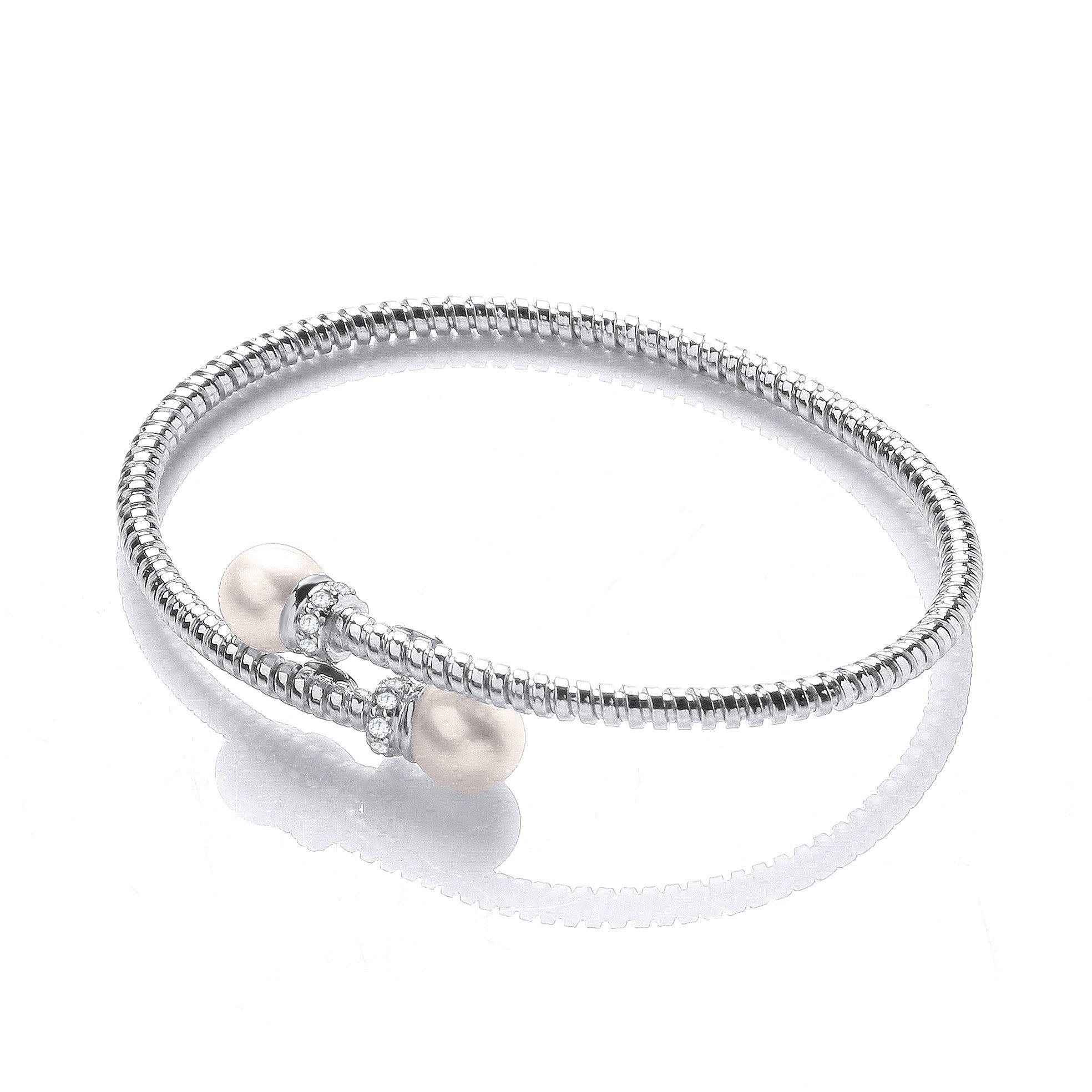Cross Over Wire Bangle in Silver Rh Plating or Yellow Gold Plating