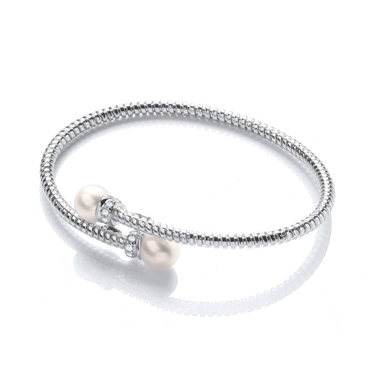 Cross Over Wire Bangle in Silver Rh Plating or Yellow Gold Plating