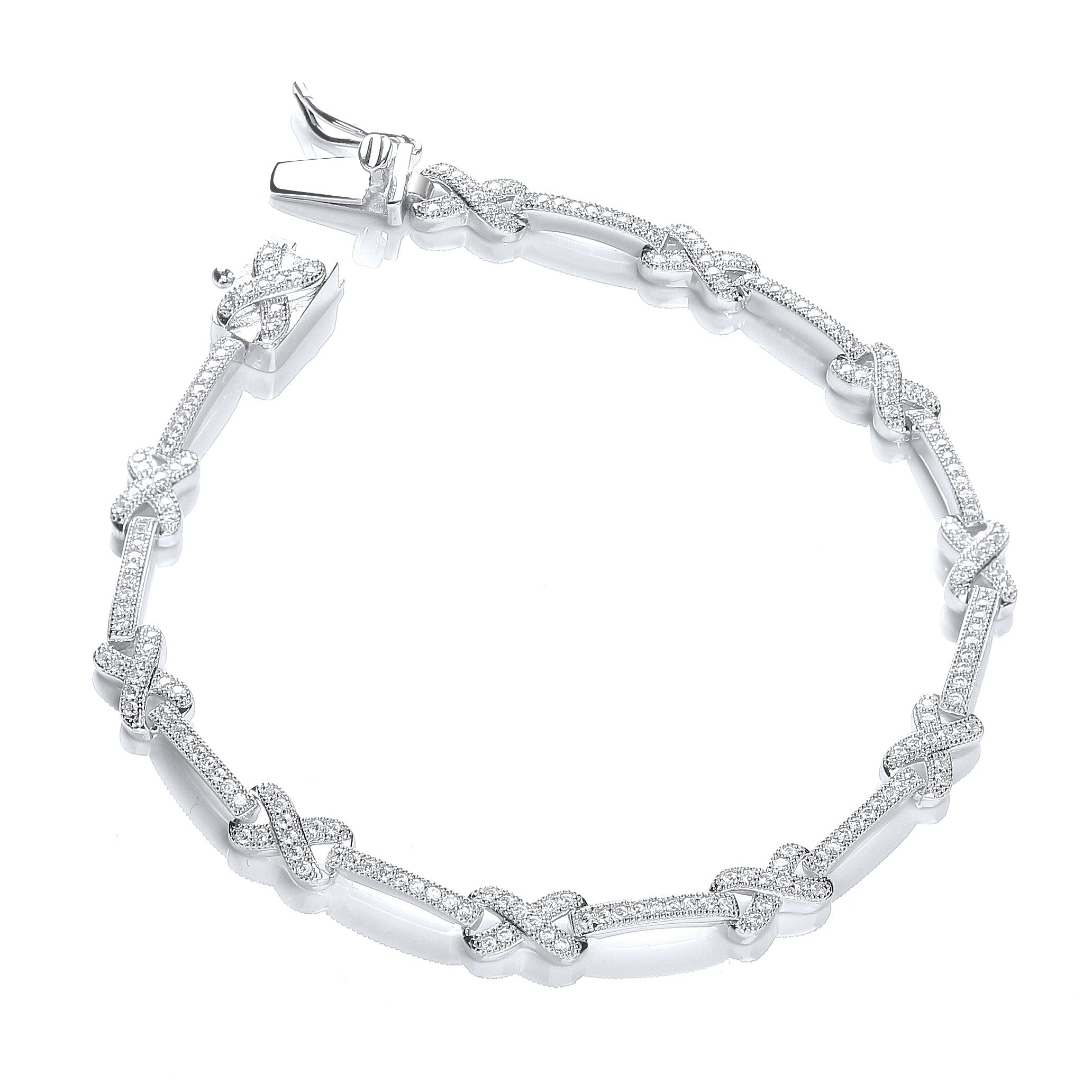 Micro Pave' Kisses 200 Cubic Zirconia Bracelet 7"/18cm