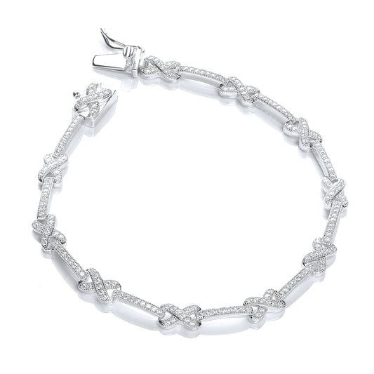 Micro Pave' Kisses 200 Cubic Zirconia Bracelet 7"/18cm
