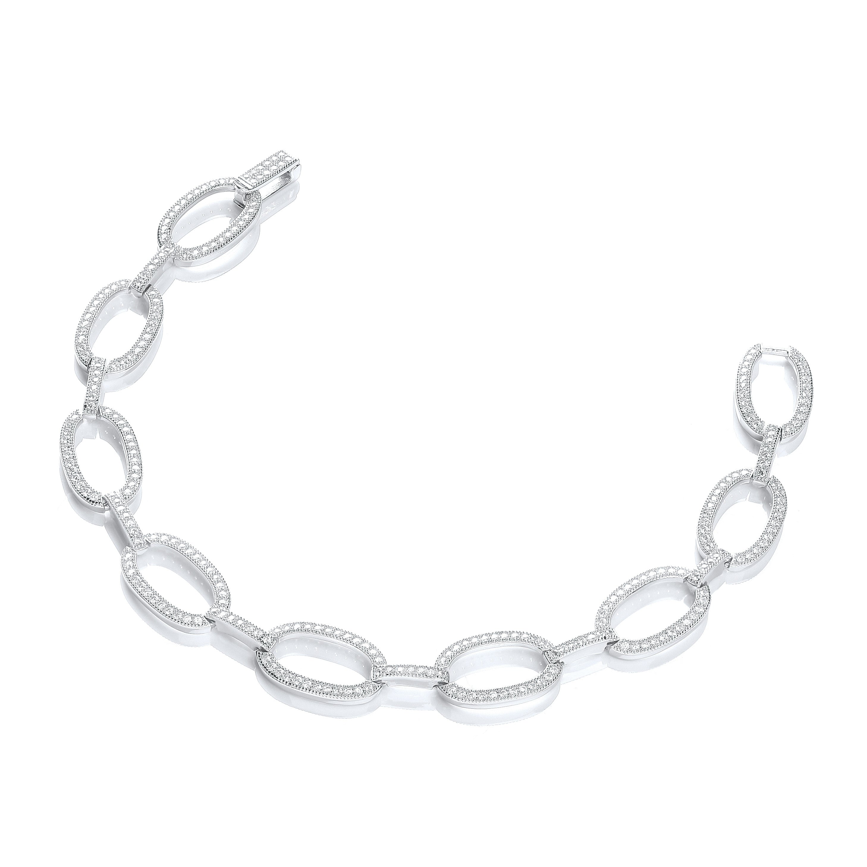 Micro Pave' Oval Links 282 Cubic Zirconia Bracelet 7"/18cm