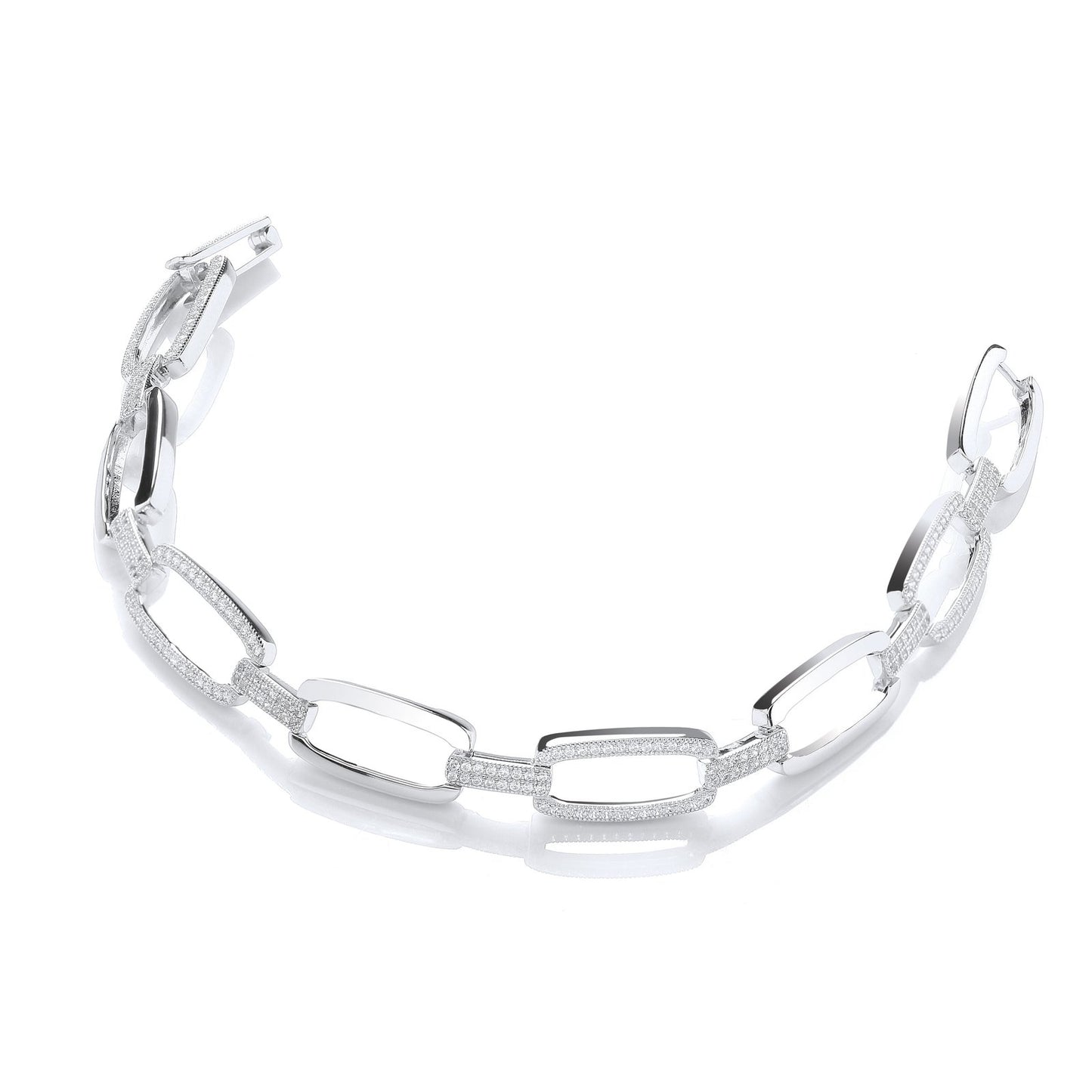 Micro Pave' Oval Links 242 Cubic Zirconia Bracelet 7.5"/19cm - Fine Bracelet - Certified Auth – Luxury Jewellery by Im