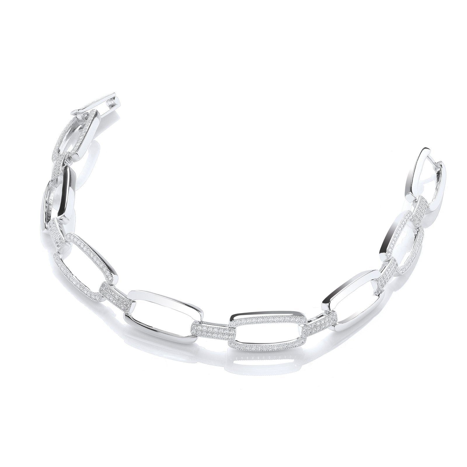 Micro Pave' Oval Links 242 Cubic Zirconia Bracelet 7.5"/19cm - Fine Bracelet - Certified Auth – Luxury Jewellery by Im
