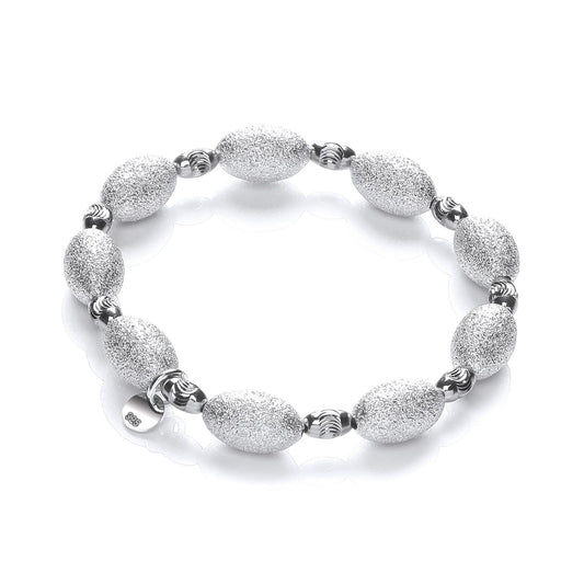Silver Bracelet with Frosted & Ruthenium Beads - Fine Bracelet - Certified Authentic – Luxury Jewellery by Imperial Ti