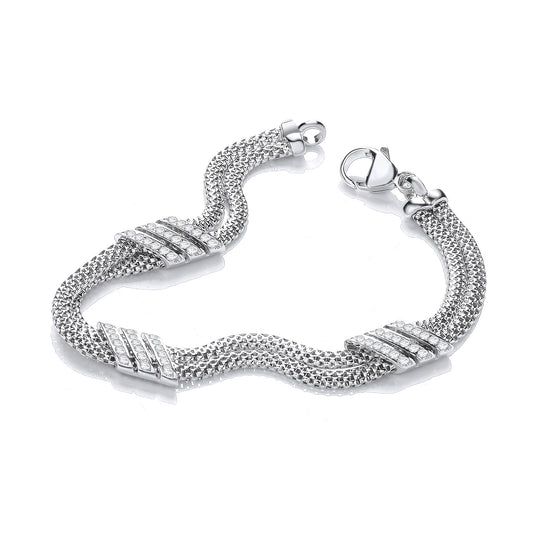 Double Row 3 Strings of Cubic Zirconia's Bracelet 7"