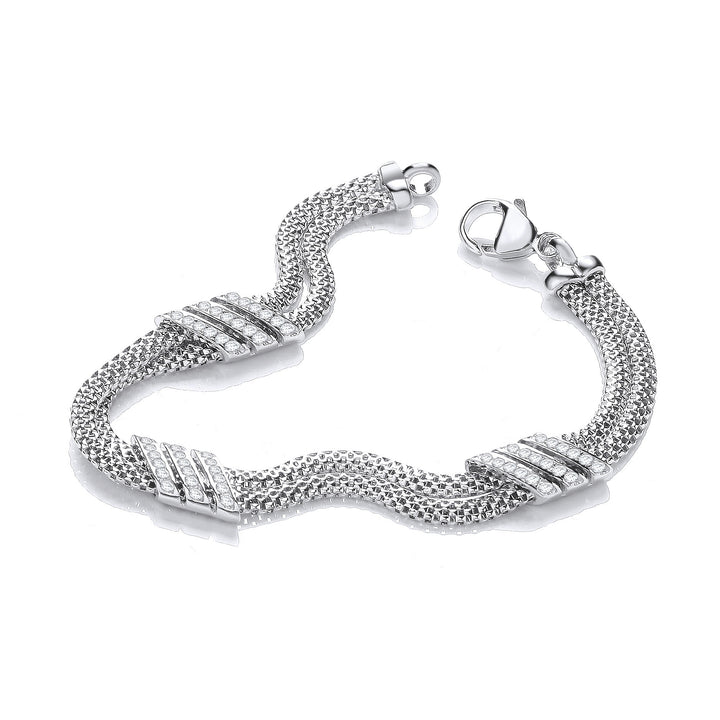 Double Row 3 Strings of Cubic Zirconia's Bracelet 7"
