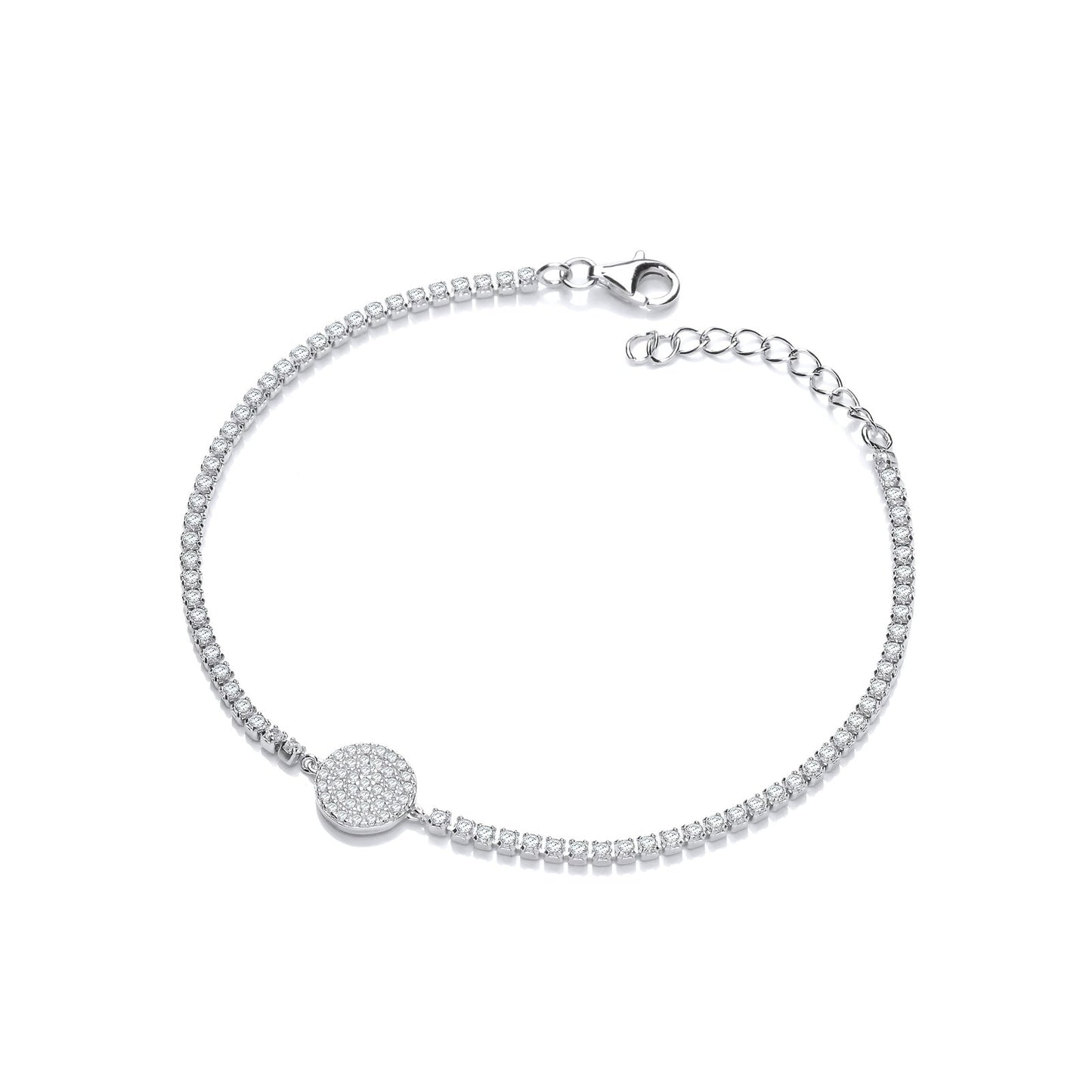 Silver Friendship Bracelet with Pave Round Pendant - Fine Bracelet - Certified Authentic – Luxury Jewellery by Imperia