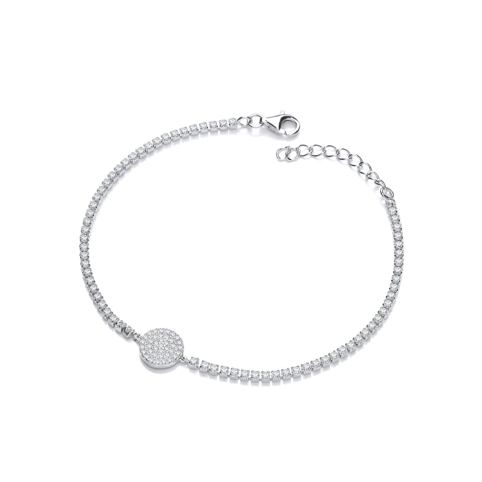 Silver Friendship Bracelet with Pave Round Pendant - Fine Bracelet - Certified Authentic – Luxury Jewellery by Imperia