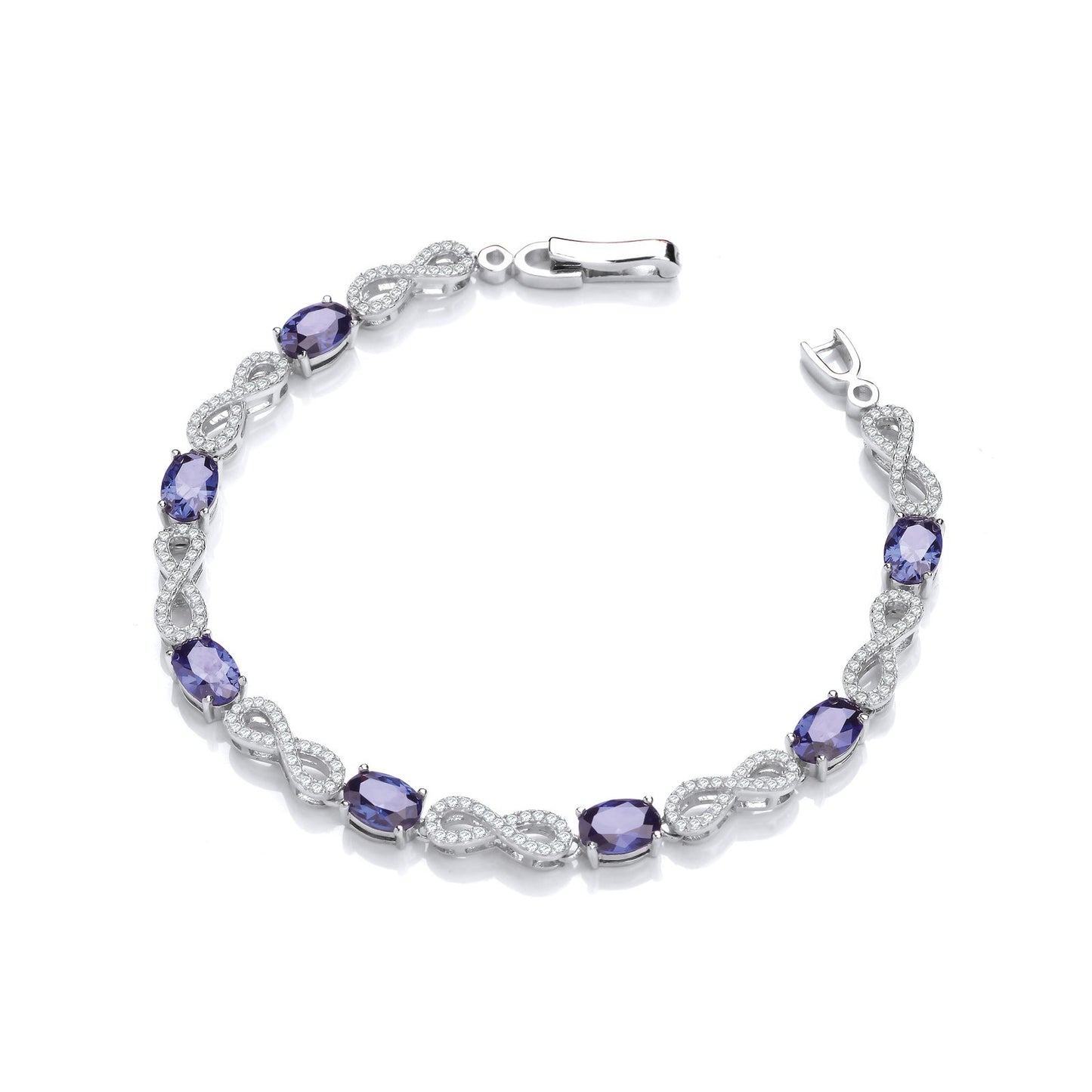 Infinity with Sapphire Blue Cubic Zirconia's Tennis Silver Bracelet - Fine Bracelet – Luxury Jewellery by Imperial Tim