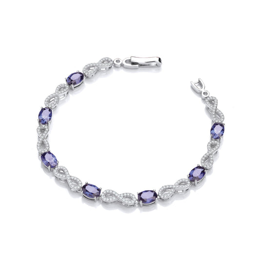 Infinity with Sapphire Blue Cubic Zirconia's Tennis Silver Bracelet - Fine Bracelet – Luxury Jewellery by Imperial Tim