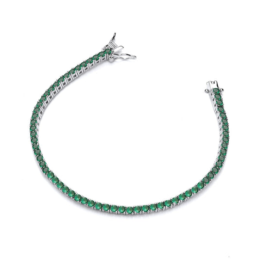 Silver Green Cubic Zirconias Tennis Ladies Bracelet - Fine Bracelet - Certified Authentic – Luxury Jewellery by Imperi