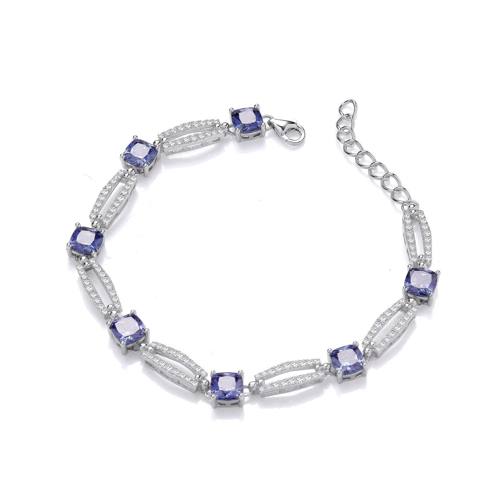 Tanzanite Colour Cubic Zirconia Silver Ladies Bracelet - Fine Bracelet - Certified Authentic – Luxury Jewellery by Imp