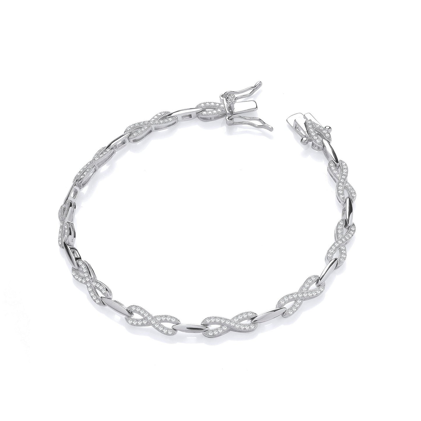 Infinity Style Tennis Silver Cubic Zirconia Ladies Bracelet - Fine Bracelet - Certified Authe – Luxury Jewellery by Im
