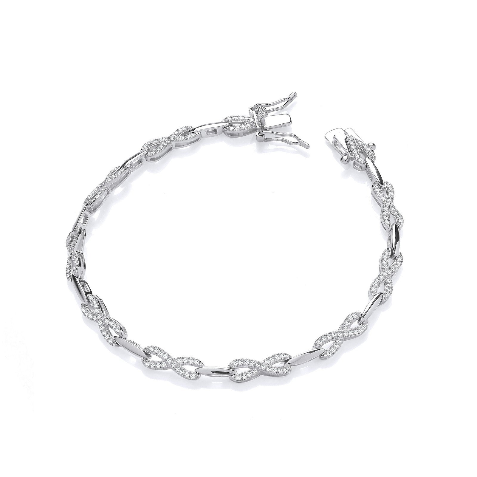 Infinity Style Tennis Silver Cubic Zirconia Ladies Bracelet - Fine Bracelet - Certified Authe – Luxury Jewellery by Im