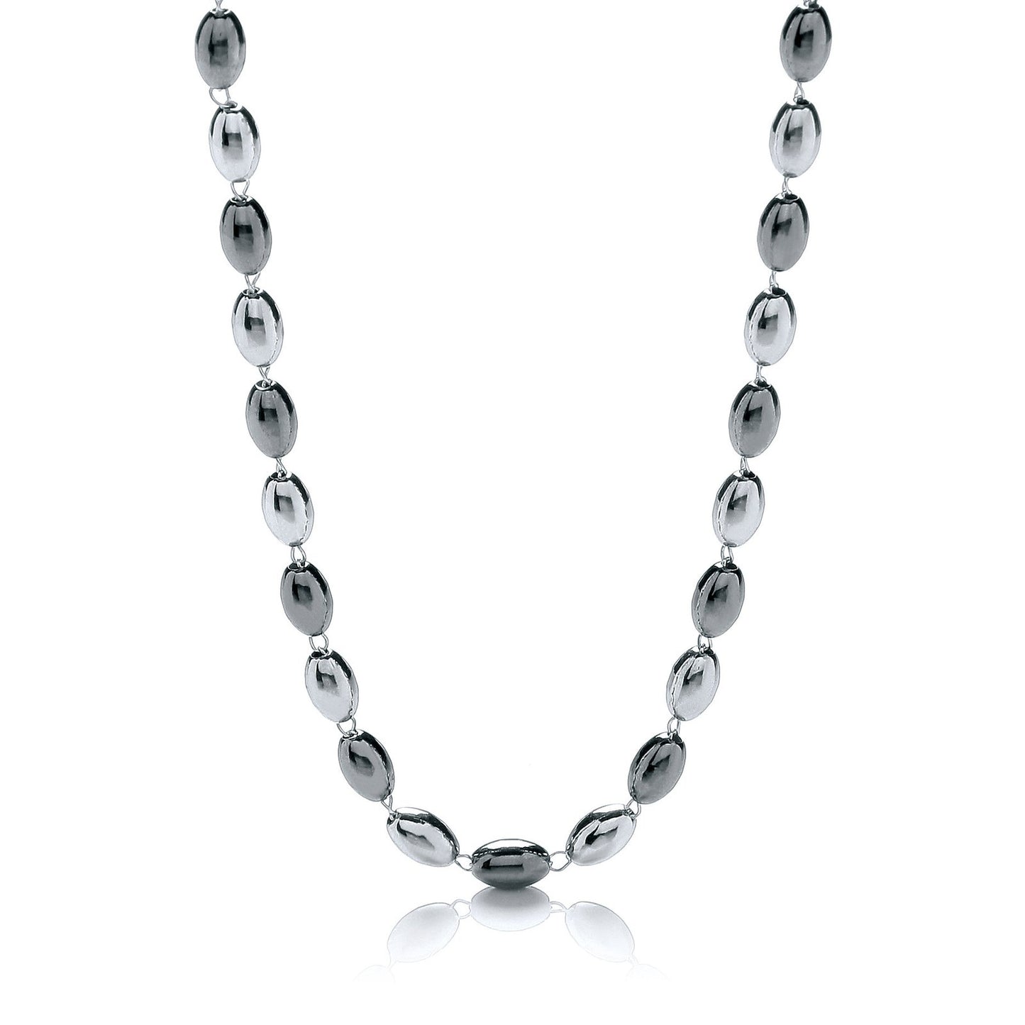 Silver & Ruthenium Oval Bead Necklace 36"/92cm - Fine Necklace - Certified Authentic – Luxury Jewellery by Imperial Ti