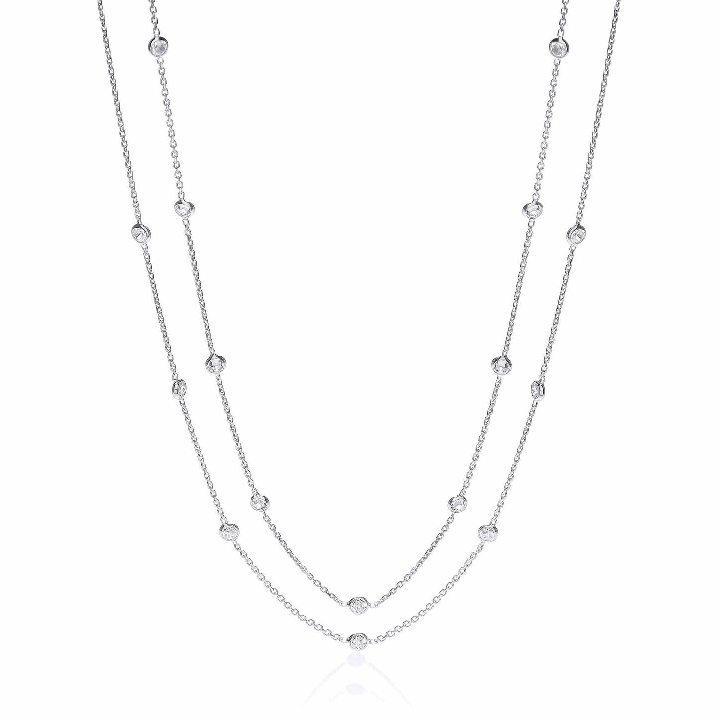 Silver Rubover 23 Cubic Zirconia's Necklace 38" - Fine Necklace - Certified Authentic – Luxury Jewellery by Imperial T