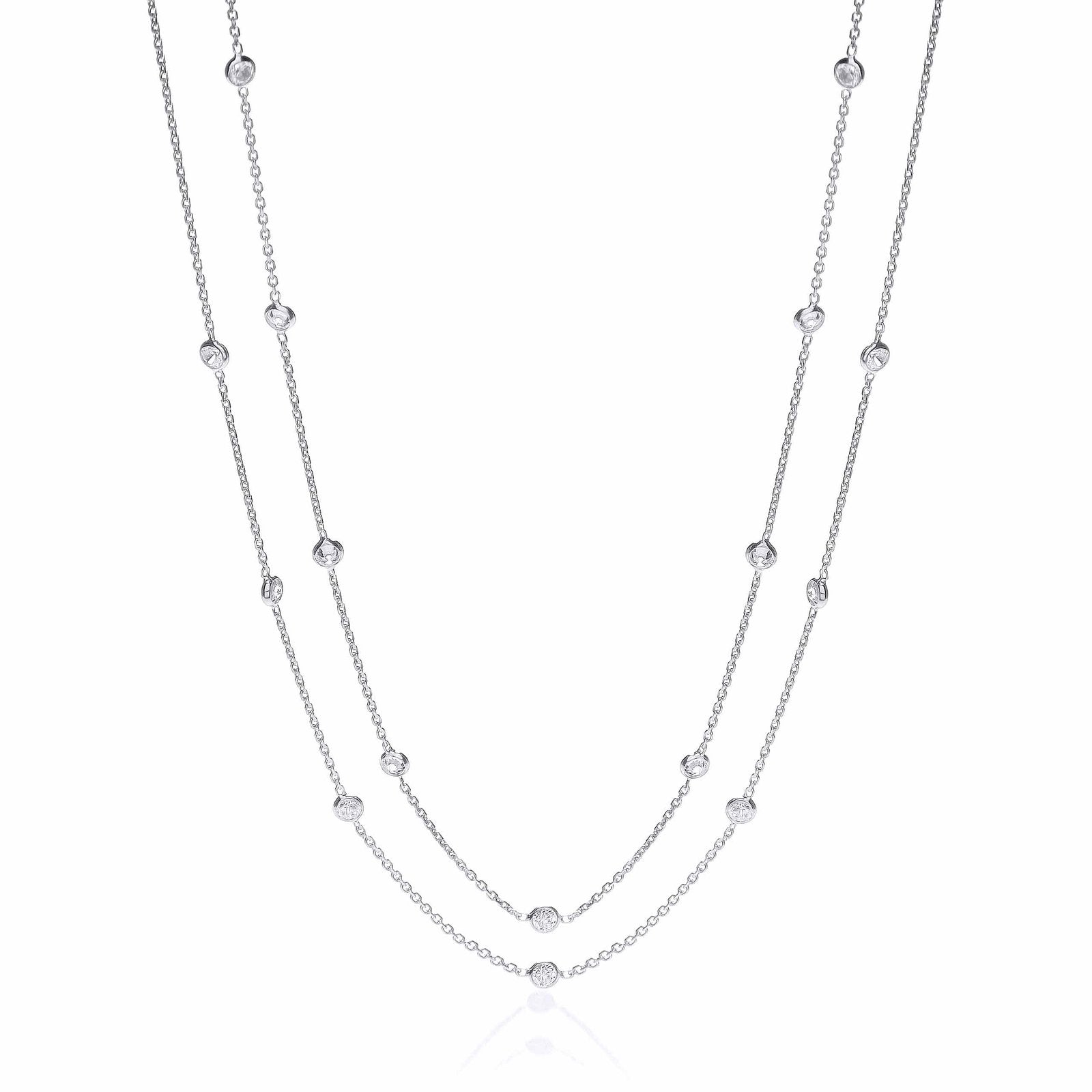Silver Rubover 23 Cubic Zirconia's Necklace 38" - Fine Necklace - Certified Authentic – Luxury Jewellery by Imperial T