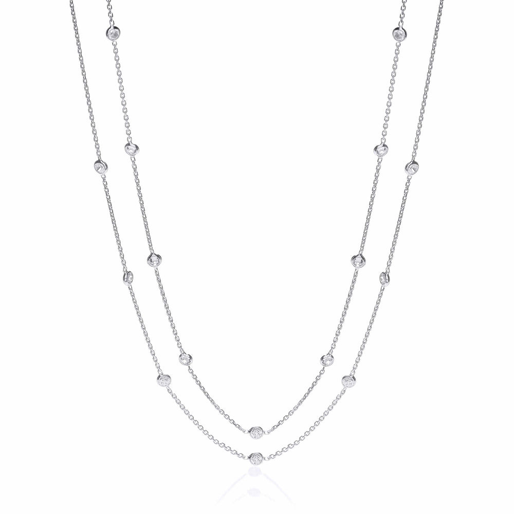 Silver Rubover 23 Cubic Zirconia's Necklace 38"