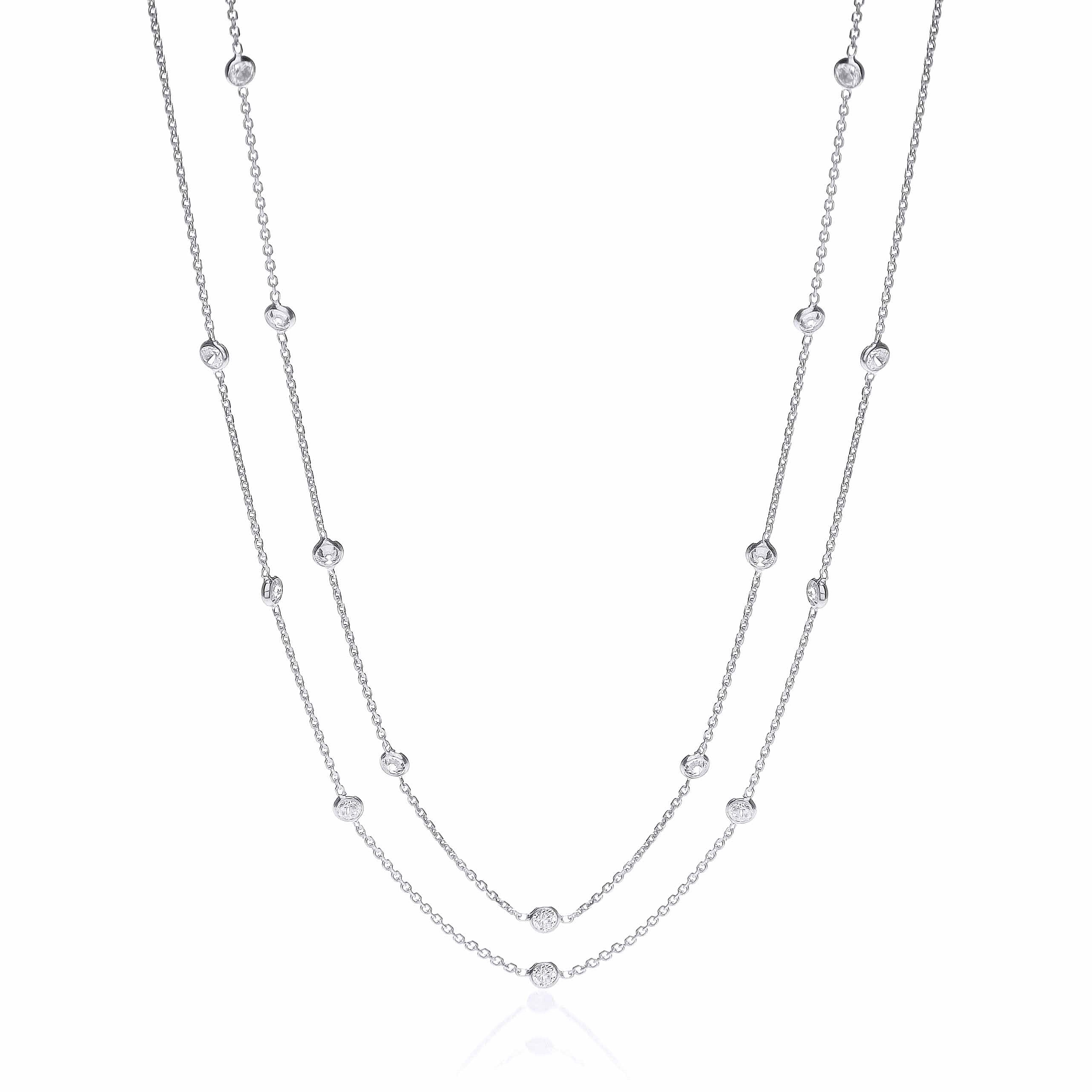 Silver Rubover 23 Cubic Zirconia's Necklace 38"