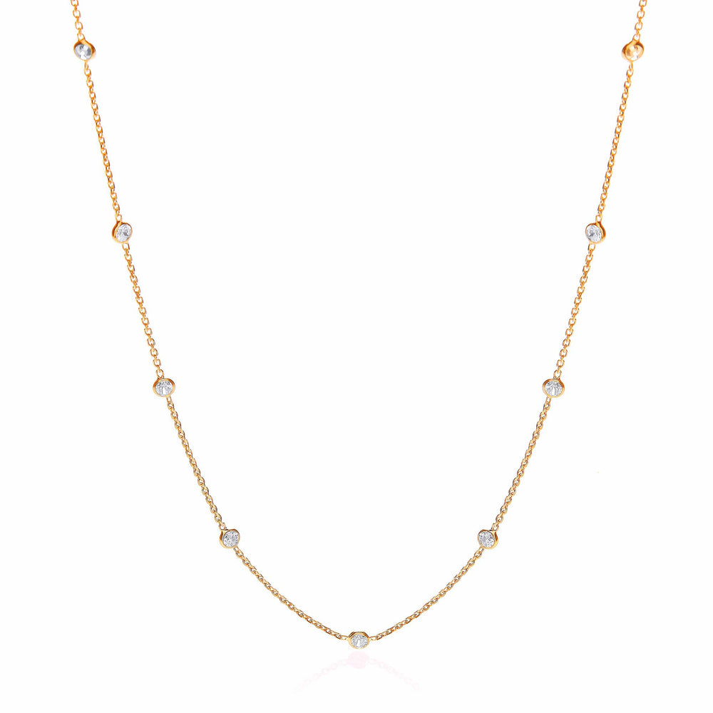 Gold Coated Rubover 11 Cubic Zirconia's Necklace 18"