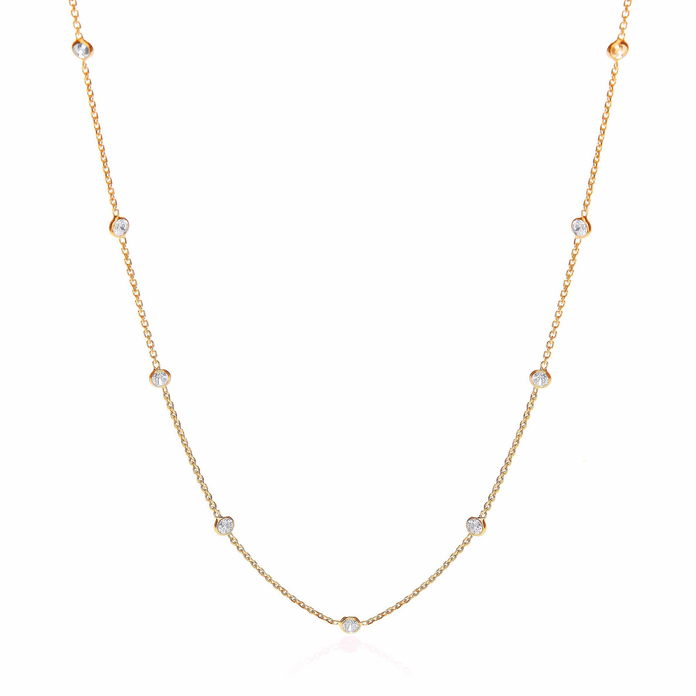 Gold Coated Rubover 11 Cubic Zirconia's Necklace 18"