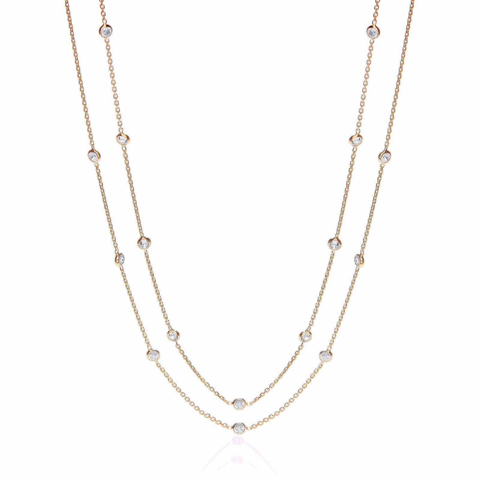 Gold Coated Rubover 23 Cubic Zirconia's Necklace 38" - Fine Necklace - Certified Authentic – Luxury Jewellery by Imper